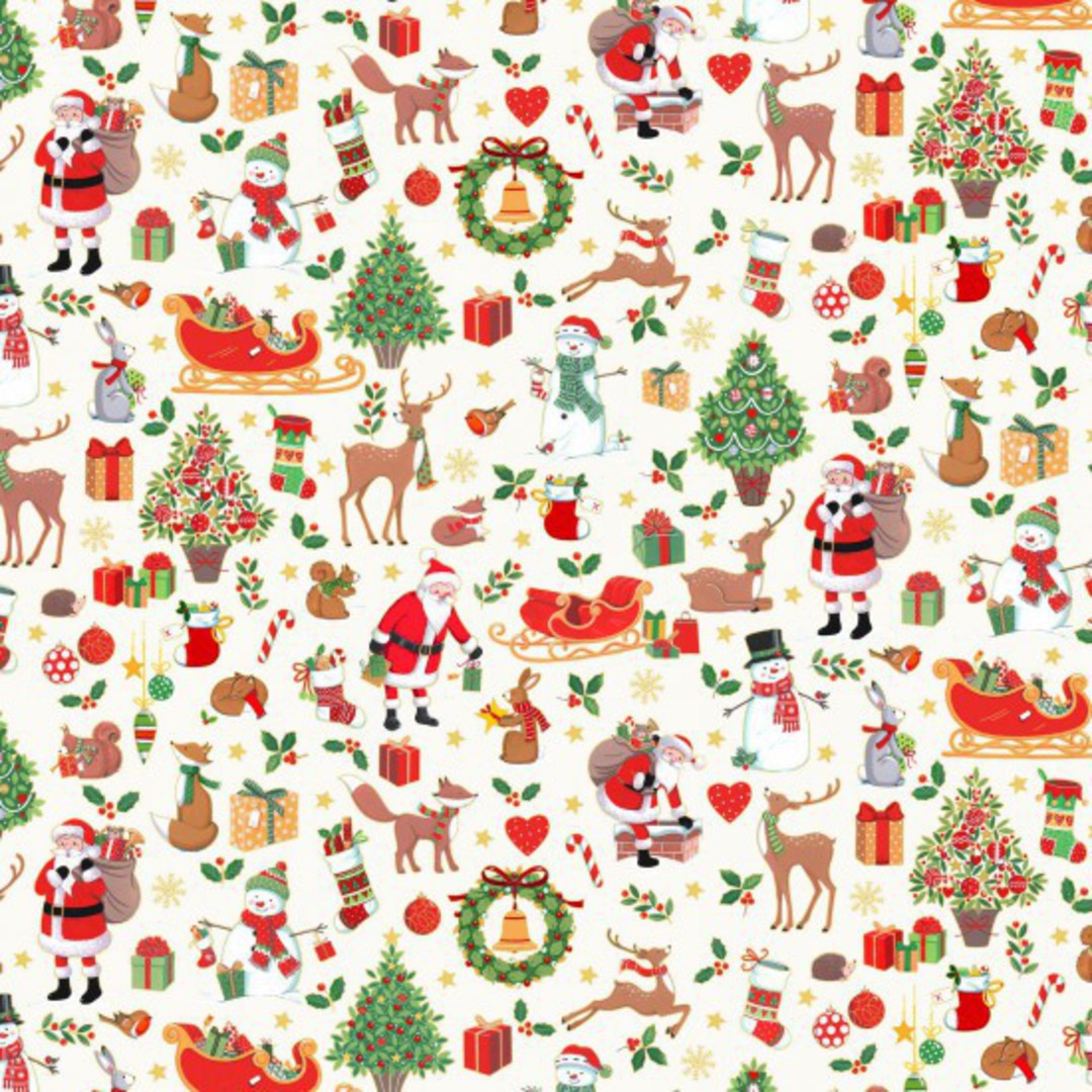 Merry  Christmas Colour 101 on White Background as a Fat Quarter image 0